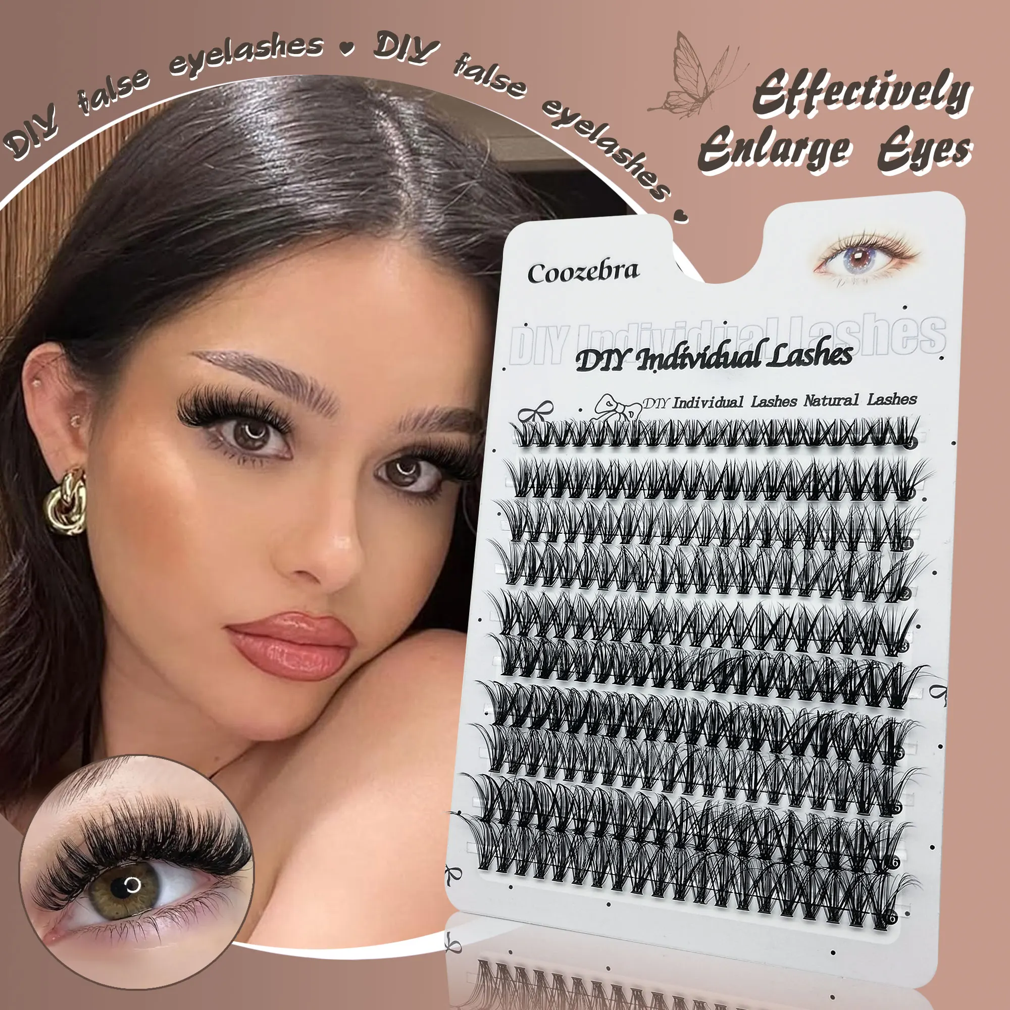 200 clusters van D I Y valse wimpers - 9-16 mm - delicate, natuurlijke, gekrulde en pluizige enkele wimpers