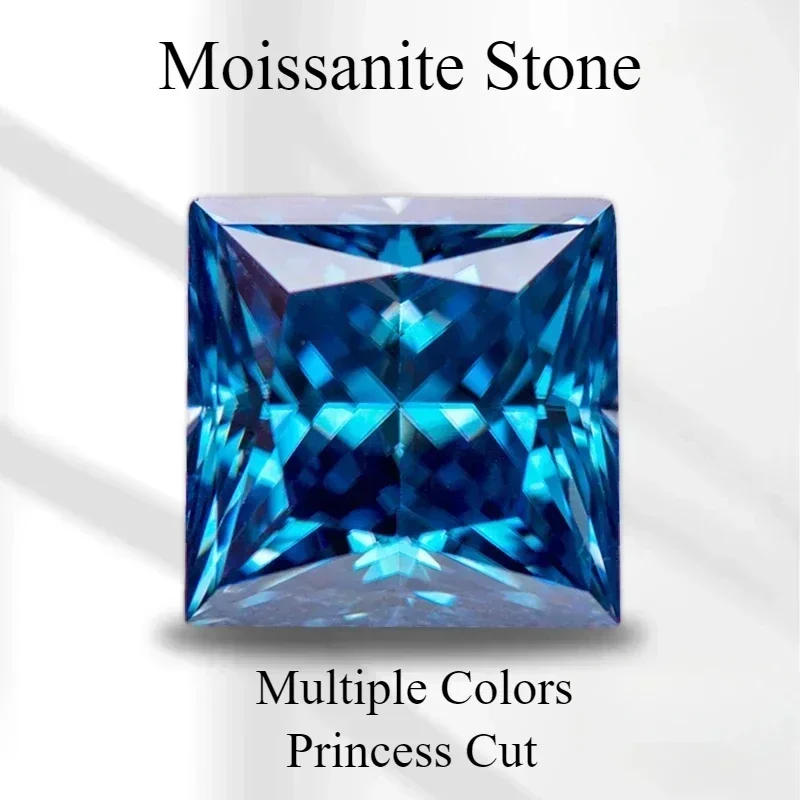 Moissanite Stone Princess Cut Multiple Colors Available Gemstones Beads For Diy Charms Jewelry Making Selectable   Certific