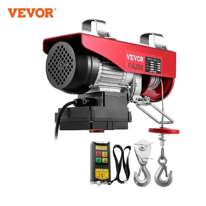 VEVOR 440/880/1320lbs Electric Hoist Winch with Wireless Remote Control Emergency Stop Switch Steel Wire Electric Cable Crane