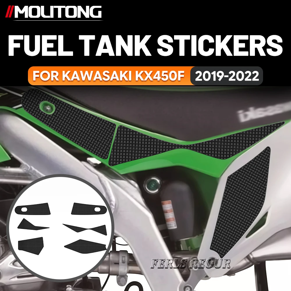 

For KAWASAKI KX450F 2019-2022 Rubber Tank Sticker Black Anti Slip Anti Scratch Motorcycle Gas Fuel Tank Protector Pad Guard