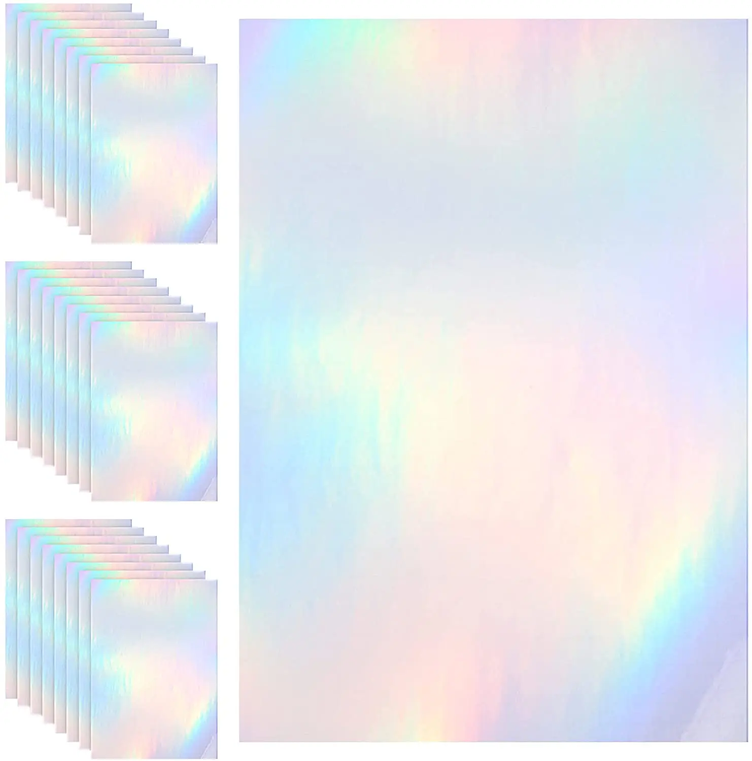 10pcs Transparent Holographic Overlay Vinyl Lamination Sheets Adhesive Sticker 210x297mm