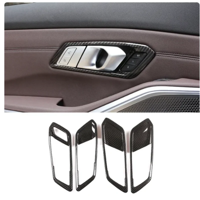 

For BMW 3 Series G20 2020-2022 ABS Carbon Fiber Texture Car Inner Door Handle Frame Trim Cover Car Interior Accessories