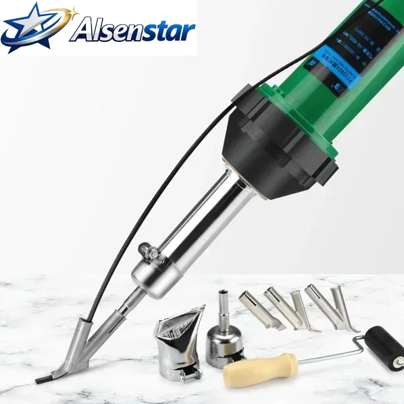 220V 1080W Plastic Welding Gun Hot Air Heat Gun Adjustable Temperature PVC TPO Welding Kit Accessories Nozzle Roller