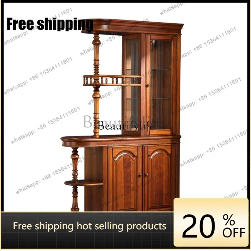 Factory Direct All solid wood American living room partition cabinet Double-sided entry door entrance cabinet Wine cabinet