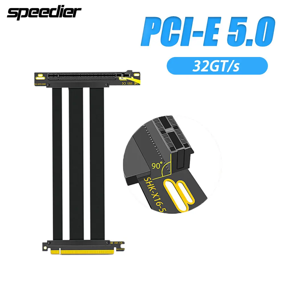 

PCI-E 5.0 Extension X16 Compatible Mini SAS 90 Degree Slot Connector PCIe 5 Full Pin Signal Docking GEN 5 Flexible Riser Cable