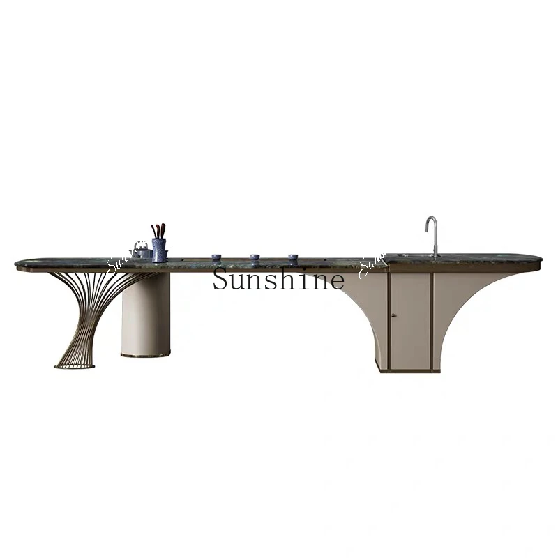Light luxury marble tea table and chair combination high-end natural luxury stone  FT