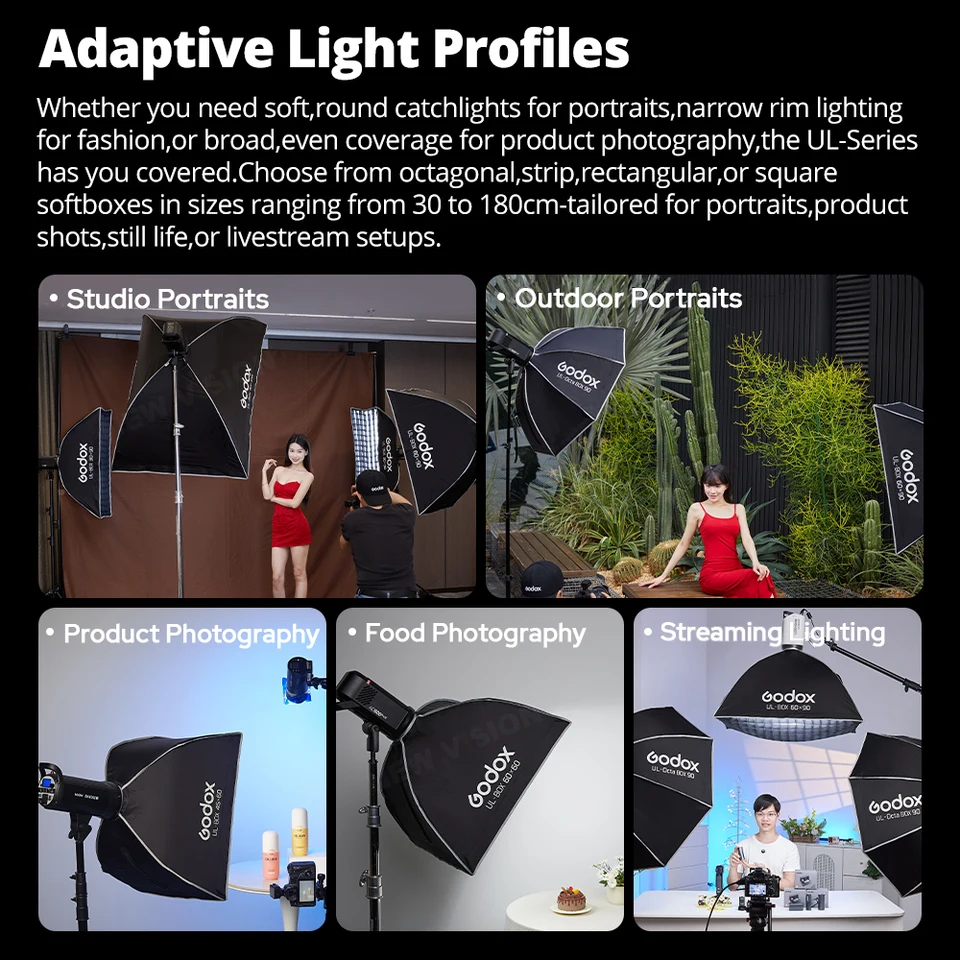 Godox UL-Octa BOX 60cm 90cm 120cm 150cm Octagonal Softbox Bowens Mount Quick Release Foldable with Diffuser Grid view 6