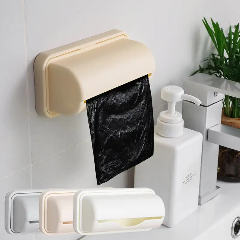 Kitchen extractor garbage bag organizer Creative wall-mounted perforation-free garbage bag plastic bag organizer