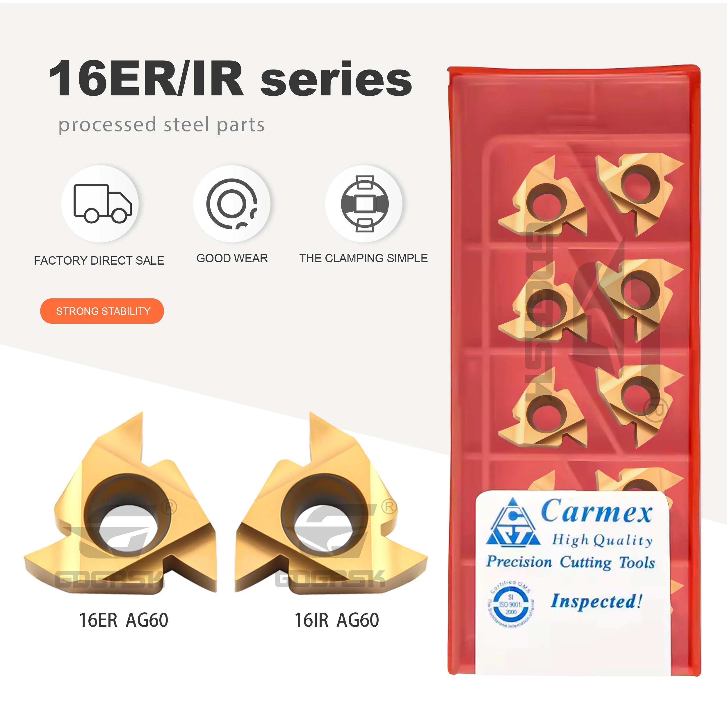 

16ER AG55/16IR AG60 BMC Machining Center Threading Inserts A60 AG55 AG60 A55 Special Threading Turning Tool Use For Steel Parts