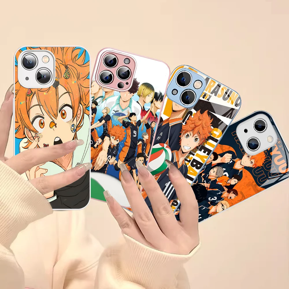 Anime Haikyuu Cute Shoyo Hinata Phone Case Tempered Glass For Iphone 14 13 12 11 Pro Mini XS MAX 14Plus X XS XR Fundas