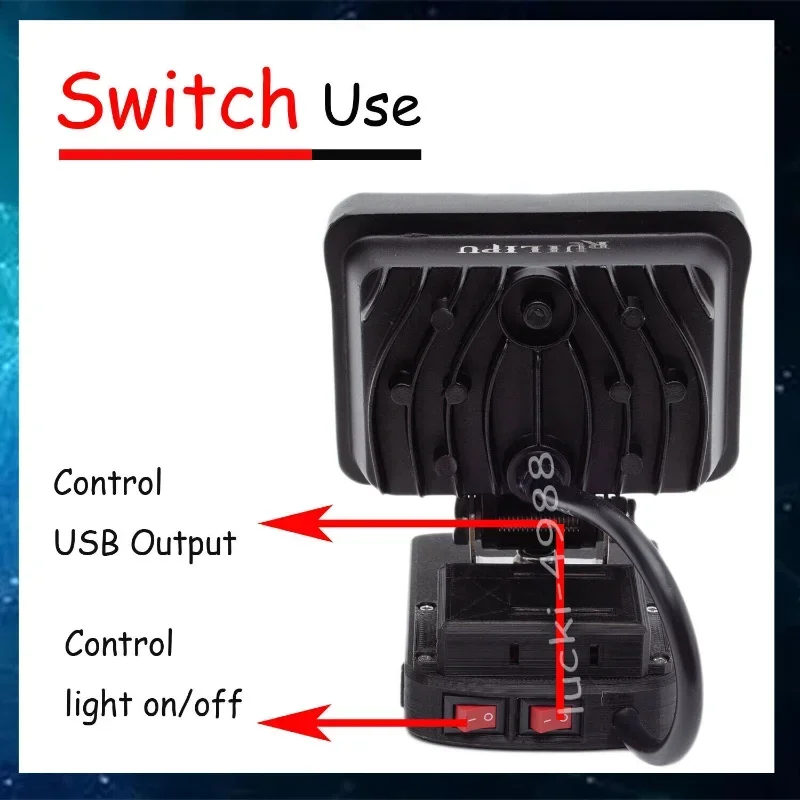 Luz de trabajo LED para batería de litio Bosch de 18 V con salida USB luces de emergencia recargables inalámbricas (no incluye batería)