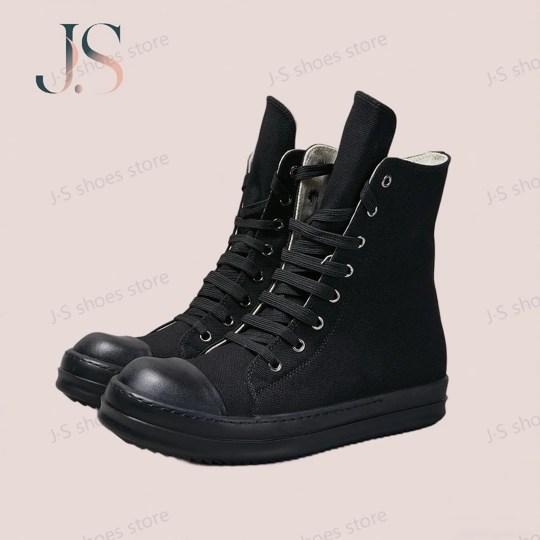 

Ro Classic Boots Men Shoe Women Sneaker Full Black Canvas High Top Shoes Casual Sneakers Zipper Lace Up Luxury Ankle Boot
