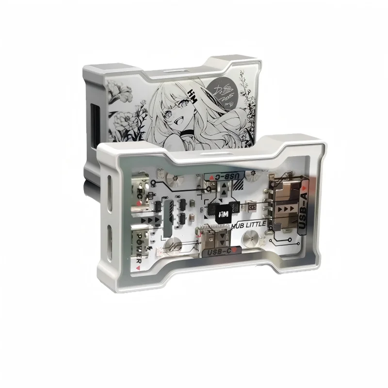 HMLAB Hub-little Gaming USB HUB 1 Wejście 3 Wyjścia Przenośna Stacja Rozszerzeń do Komputera Stacjonarnego z Aluminiową Ramką i Podwójną Szklaną Obudową, HMHUB — zdjęcie produktu 7