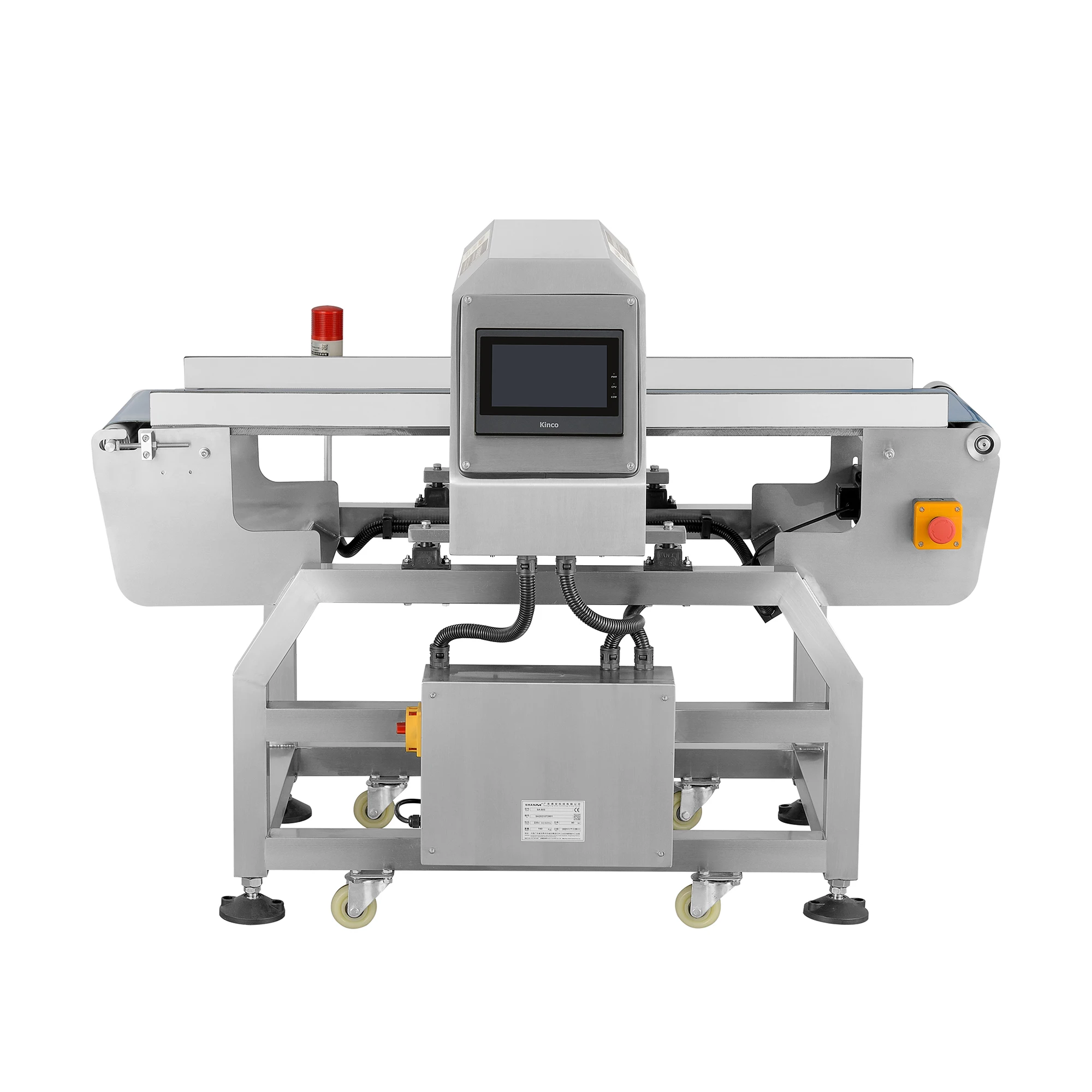Detector de metais de folha de alumínio do transportador de correia industrial para linha de produção de embalagens de alimentos e drogas