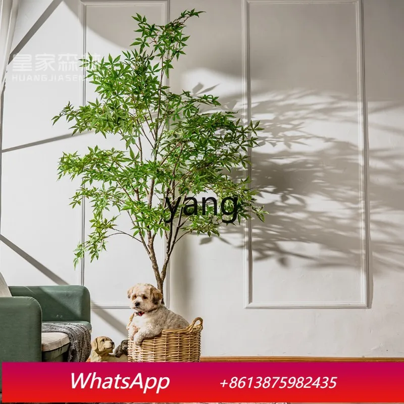 CX large simulated maple green plant living room window floor-to-ceiling potted plant decorative ornament