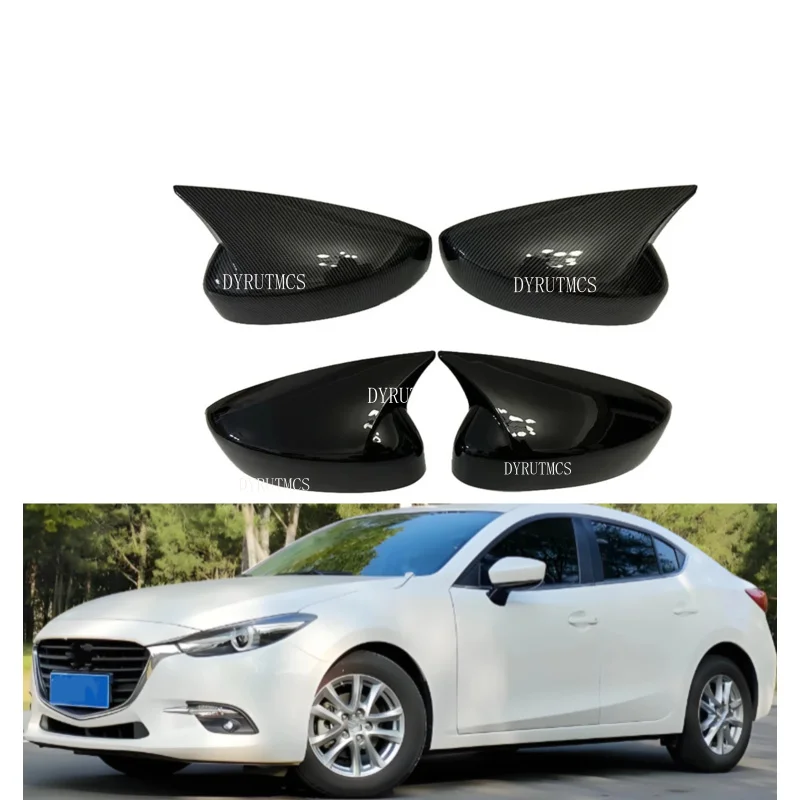 Car Rearview Side Mirror Cover Fit For Mazda 3 Axela 2014 2015 2016 2017 2018 2019  Wing Cap Rear View Case Trim Carbon Fiber