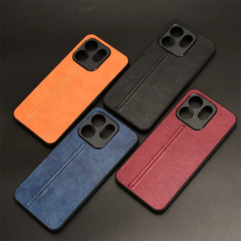 

For Infinix Smart 9 4G Luxury Calfskin PU Leather lines Back Cover Case For Infinix Smart 9 Smart9 4G X6532 Full Phone Case