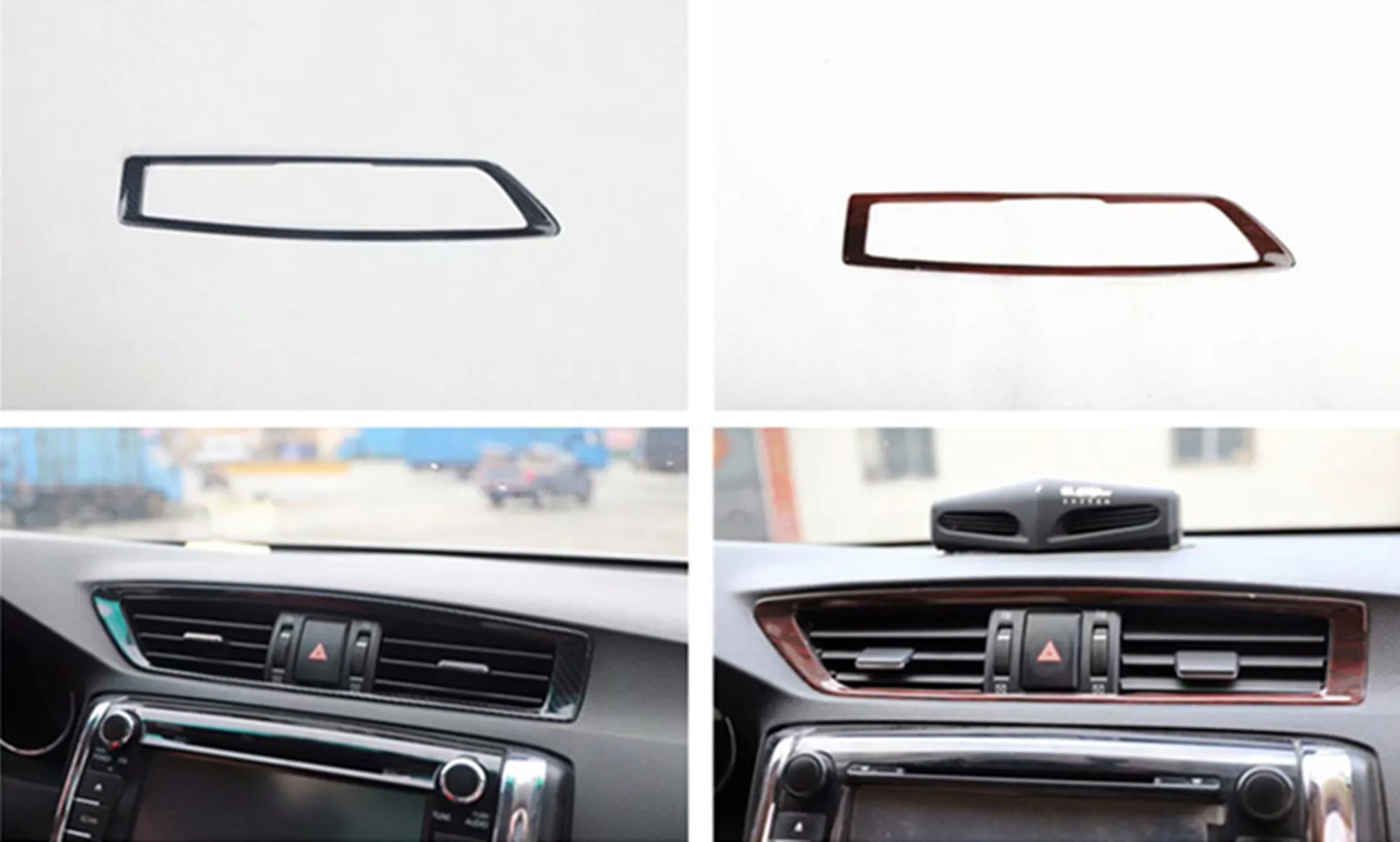 1pc ABS Carbon fiber grain Central air-conditioning air outlet decoration cover for 2010-2016 Toyota REIZ