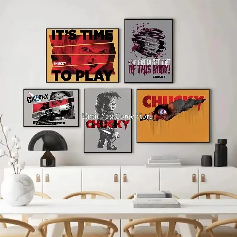 Classic American Horror Movies Chucky Posters Canvas Painting Wall Art Bedroom Game Room AV Room Thriller Aesthetics Decoration
