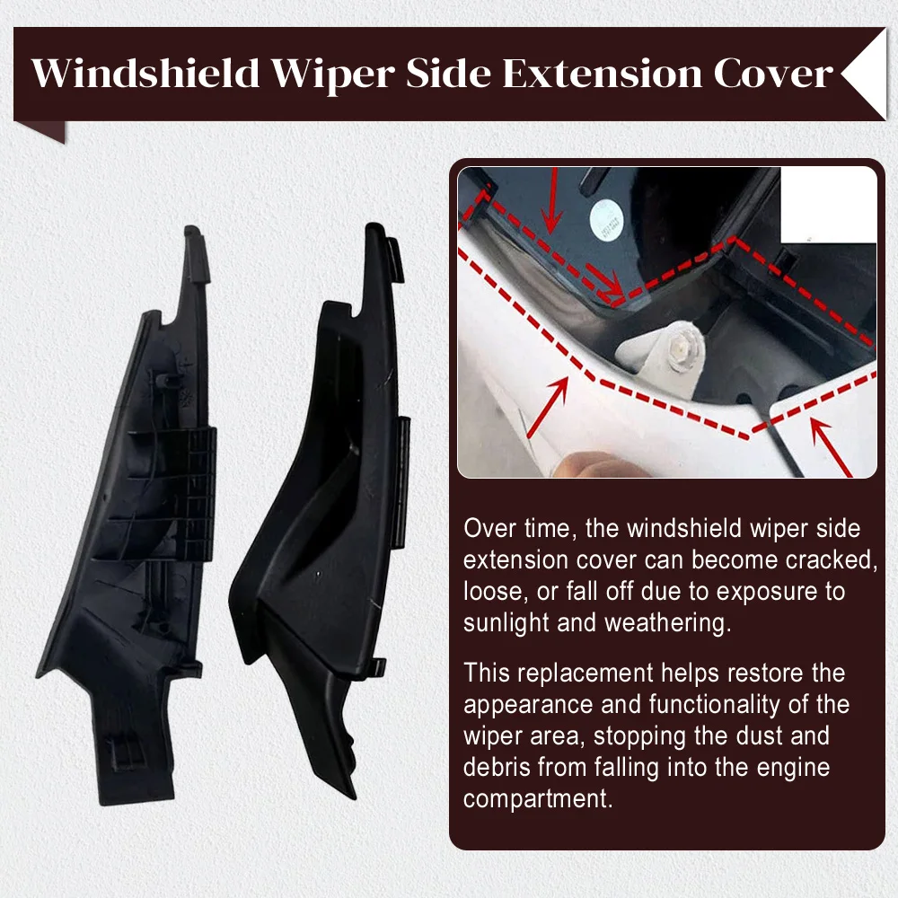 Pair Front Windshield Wiper Side Cowl Extension Cover Trim 73155-T20-A01 73165-T20-A01 73155T20A01 For Honda Civic 2022 2023 024