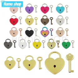 1pcs Metal Heart Shape Vintage Mini Archaize Padlock Bag Suitcase Luggage Box Key Lock With Key Hardware Strap Accessories