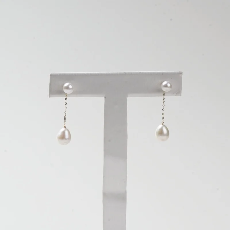 NYMPH Fine Jewelry DIY Accessories For Earrings Real 18K Yellow Gold Natural Freshwater pearls Au750 For Earrings diy010