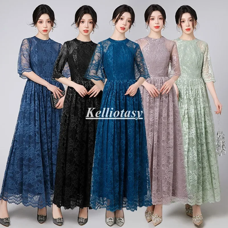 

Customized Beautiful Lace Mother Of The Bride Dresses Plus Size Long Aline Evening Party Dress For Women Occasion YSM041