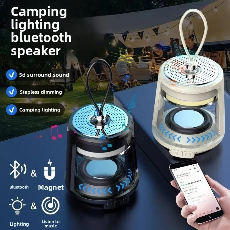 Lampa kempingowa Bluetooth, mała, przenośna, wielofunkcyjna, wodoodporna, ładowalna lampa kempingowa