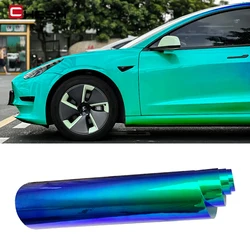 Car Stickers Gradient Green Stickers Vinyl Wrap Laser Rainbow Plating Film Waterproof Scratch Resistant Body Color Change Film