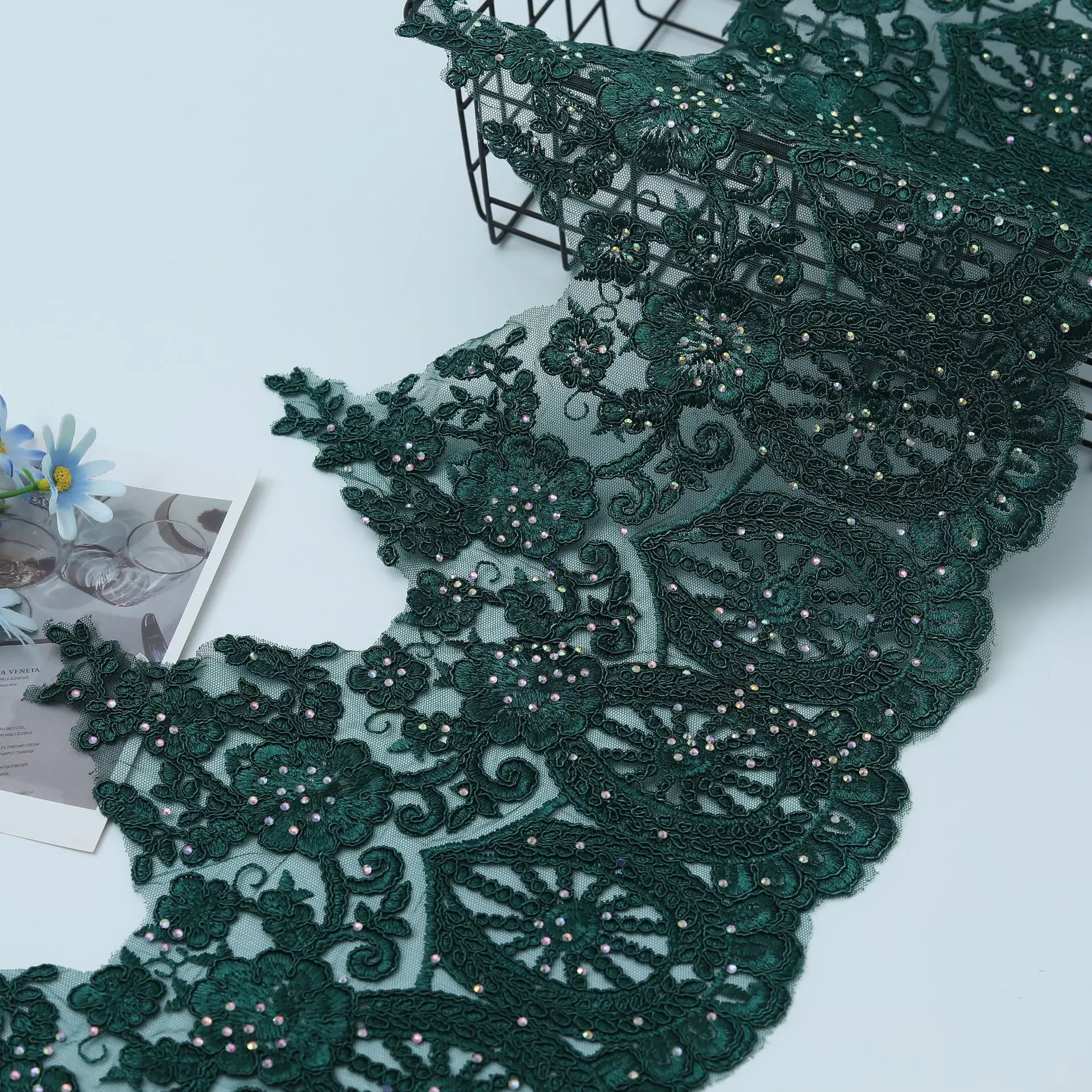 

Hot Drill Embroidery Cording Lace Trim for Clothing Accessories Dress Decoration Embroidery Lace Trim