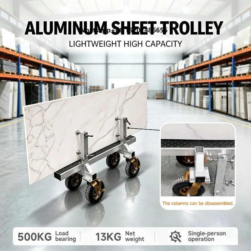 Industrial Four-Wheel Aluminum Alloy Platform Moving Cart with Rubber-Tired Wheels and ODM/OEM Customization