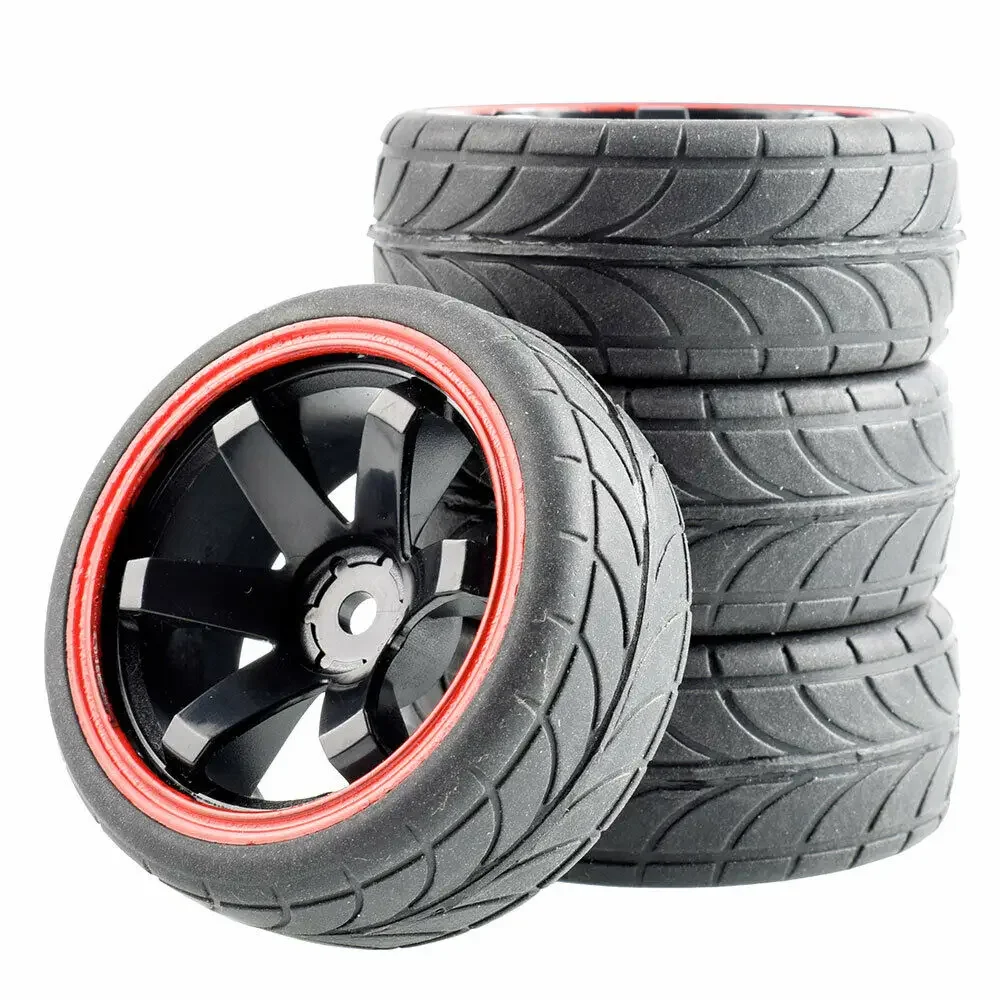 RC 701A-6086 Rubber Tires & Plastic Wheel 4Pcs For HSP HPI 1:10 On-Road Car