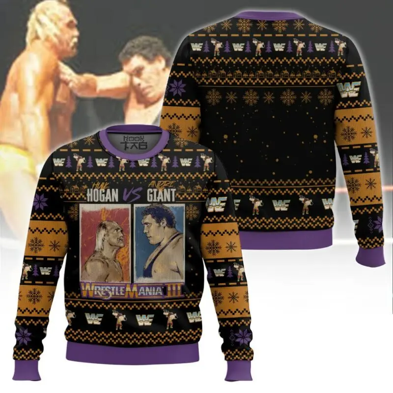 

Andre The Giant Ugly Sweater Boxing Showdown 2025 Merry Christmas Ugly Christmas Sweater Hot Selling Oversized Pullover Sweater