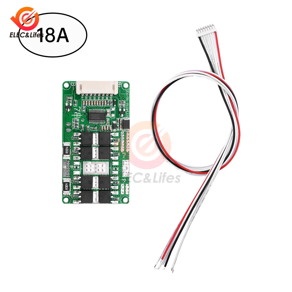 Placa de proteção de bateria de lítio 7S 24V 10A 15A 18A 4/6/8MOS Placa de proteção de bateria de lítio balanceada Proteção de temperatura