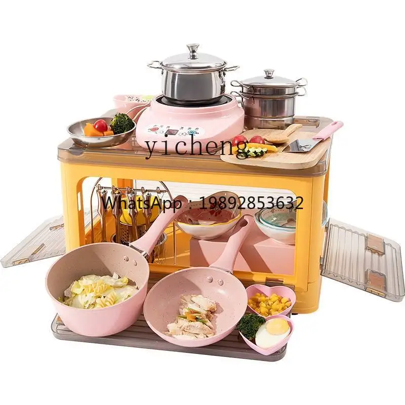 بدلة طهي حقيقية صغيرة للمطبخ، نسخة حقيقية، مجموعة كاملة لتناول الطعام للأطفال، مجموعة منزل لعب الطبخ الحقيقي #5