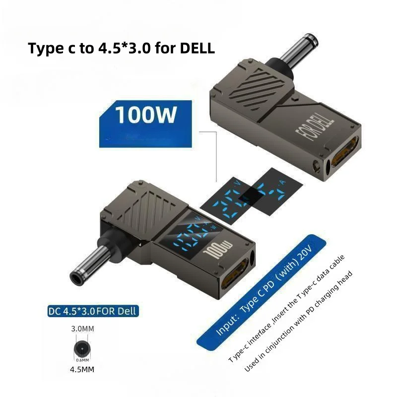 PD100W Typ-C zu DC Stecker Konverter USB C zu Laptop Lade Adapter Power Ladegerät Anschluss Spitze für Lenovo Asus HP Dell Samsung