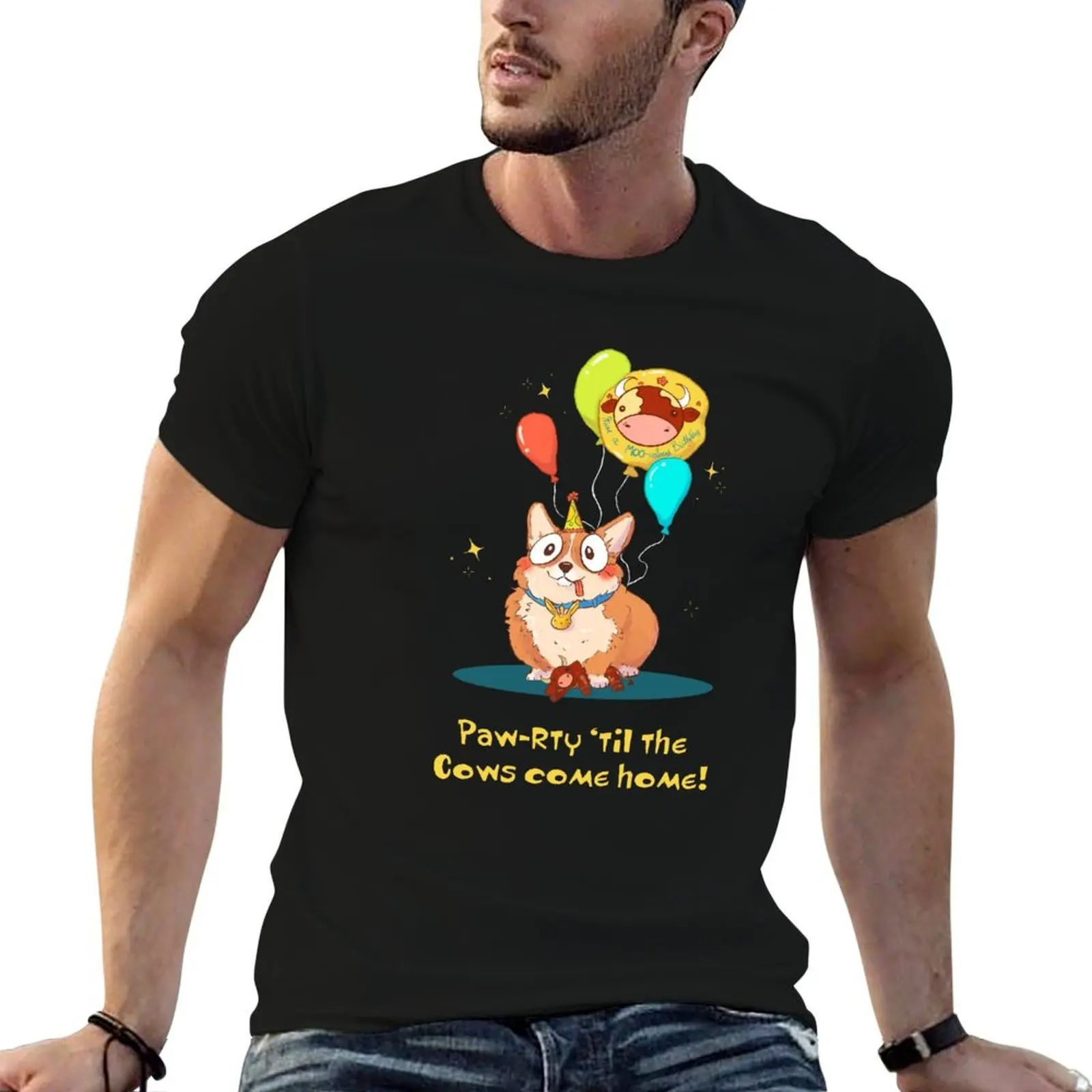 Paw-rty ‘til the cows come home! T-Shirt man t shirts graphic t shirts for man cotton soft T-Shirt