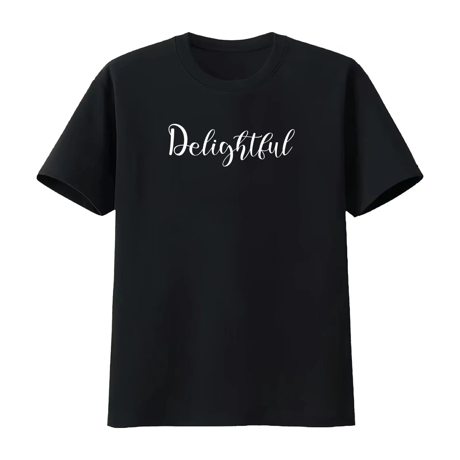 Delightful T-Shirt Summer Casual Cotton Tee Oversized Streetwear Tops Vintage Graphic Print Loose Fit Short Sleeve