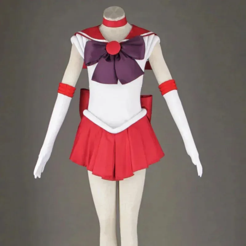 

CyAnime Costume Cosplay Sailor Rei Hino Sailor Mars Dress Gloves Bows Necklace JK Uniform Custom Made Adult Plus Size Lolita Pre