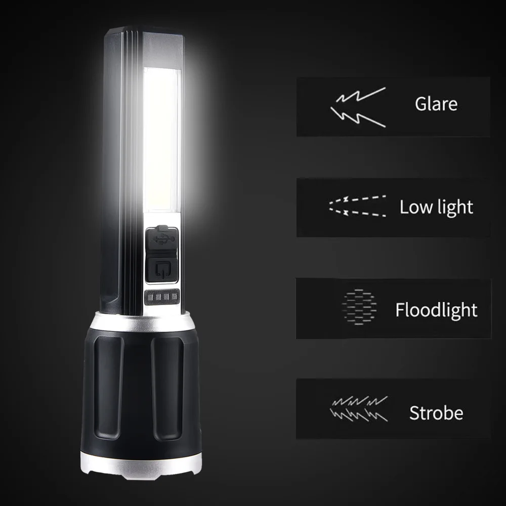 Outdoor Strong Light Led Portable Lighting Flashlight Usb Waterproof High-power Rechargeable Adjustable Focus Camping Adventure