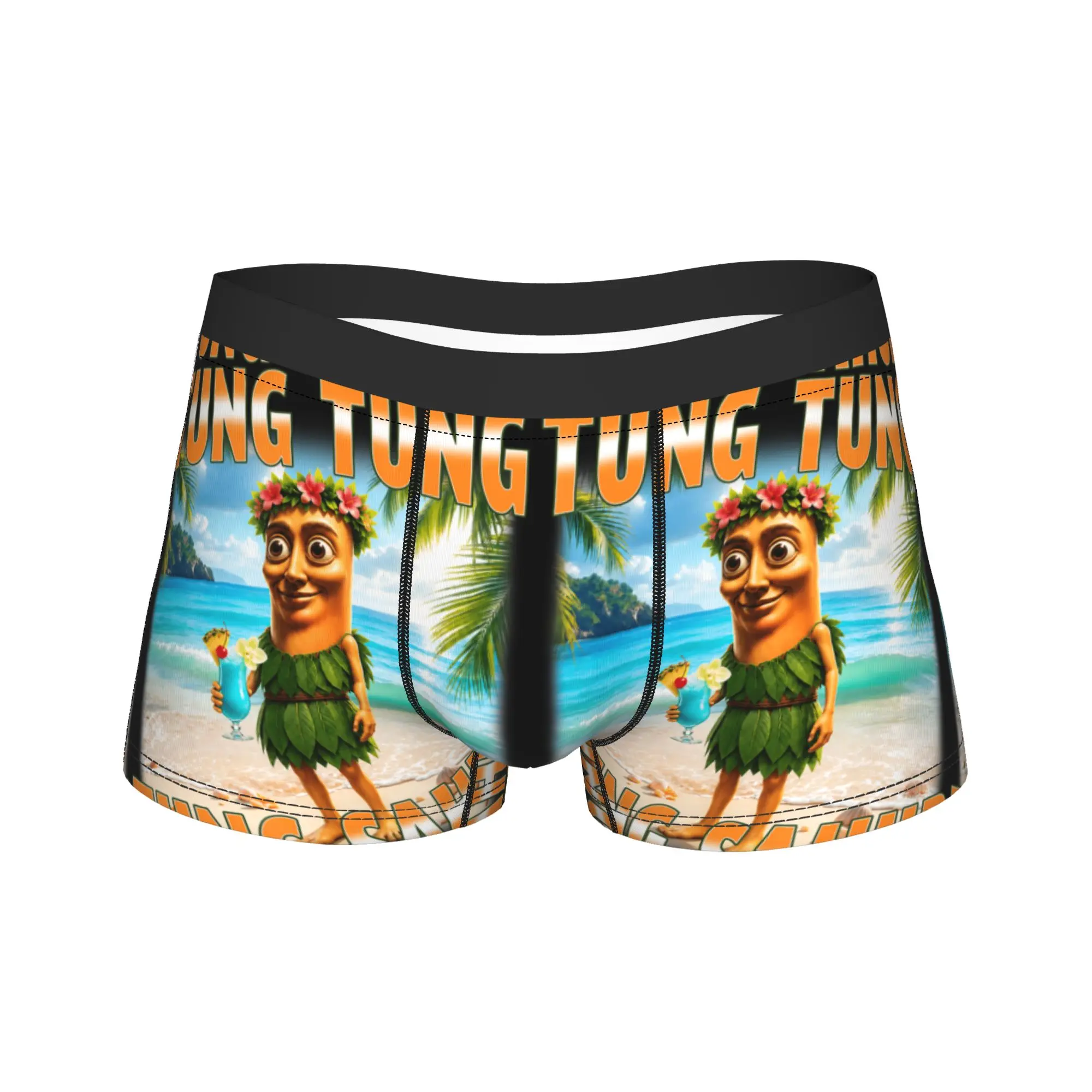Tung Tung Tung Sahur Summer Hawaii Funny Meme Boxer Brief Underwear Trenky Man Trend Boxershorts Custom Plus Size Underpants