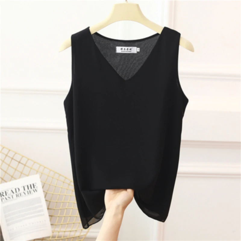 2024 Fashion Brand Camisole Summer Loose O-V-Neck Chiffon Shirts Womens Tops Plus Size Womens Shirts Small Suits Women's Clothes