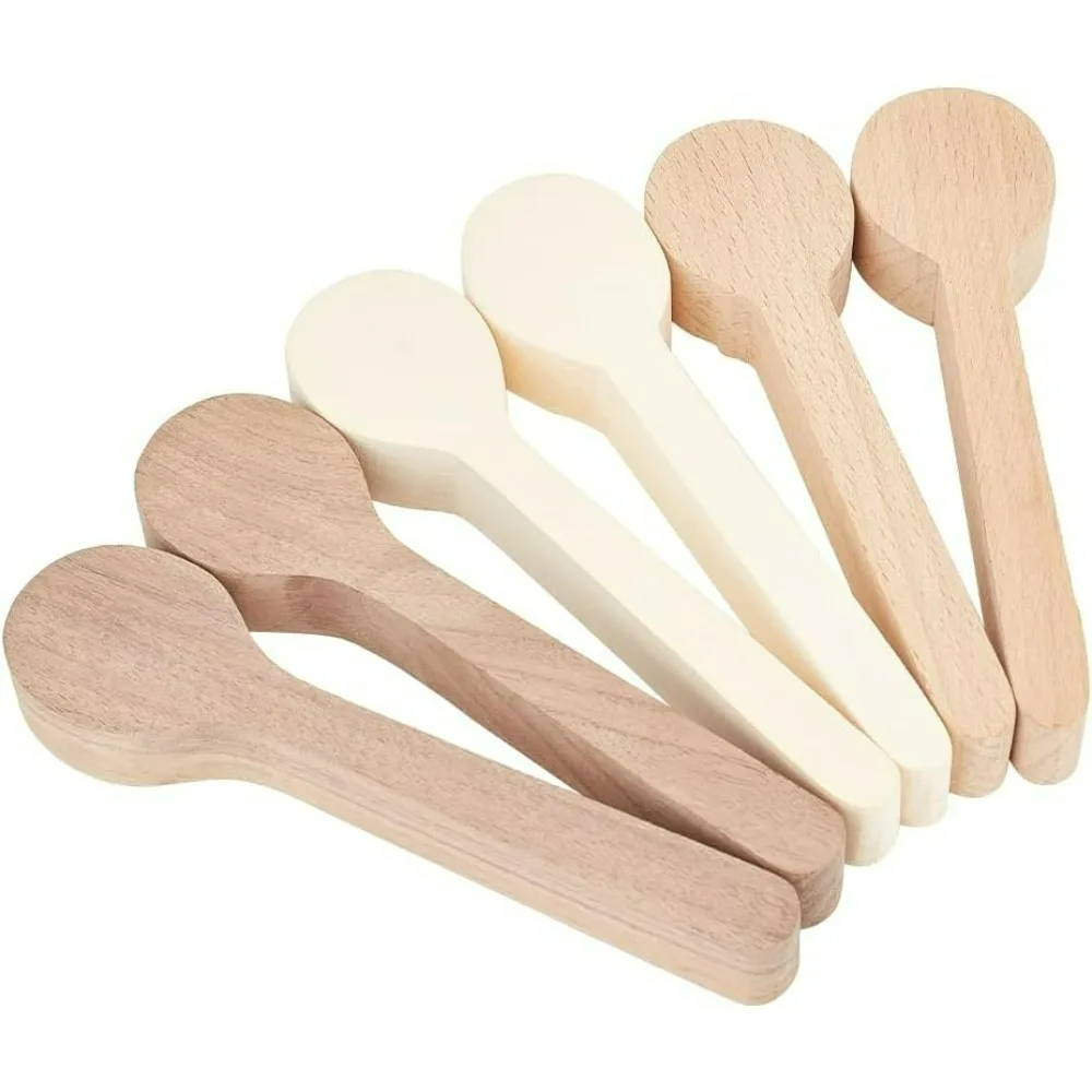 6pcs Wood Carving Spoon Blank Spoon Carving Kit Unfinished Wood Blocks Walnut Wood Blank Spoon Wooden Carving Blocks