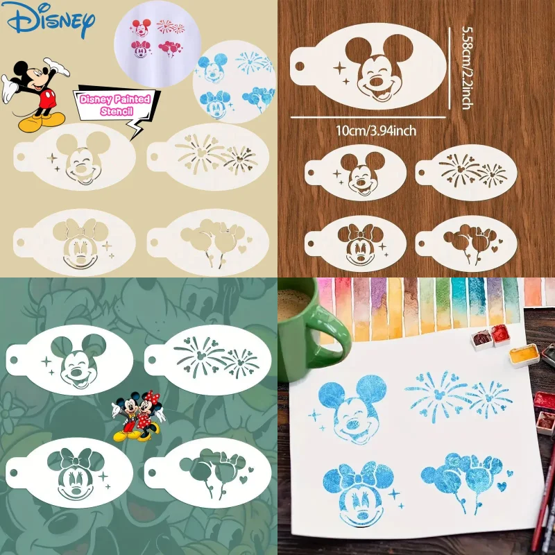 

Раскрашенный трафарет с Микки и Минни Маус Диснея, креативный, высококачественный, детский образовательный полый узор «сделай сам», можно стирать и повторять