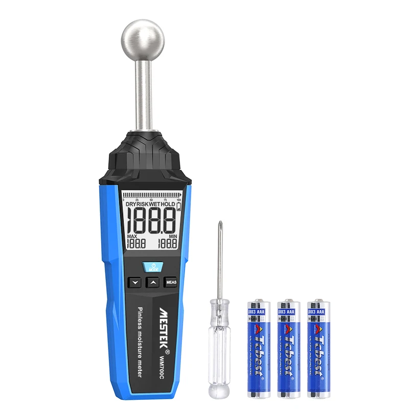 

Digital Spherical Multifunctional Moisture Meter Blue LCD Display Non-Invasive Tester for Soil Plank Wall Wood Concrete