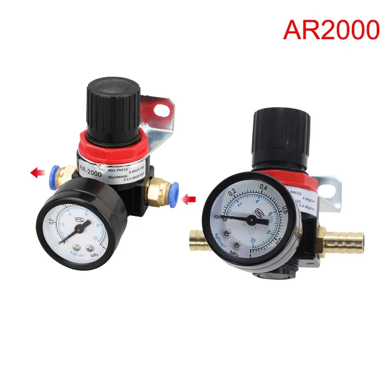 AR2000 G1/4'' Pneumatic Mini Air Pressure Relief Control Compressor Regulator Treatment Units Valve with Gauge Fitting Wholesale