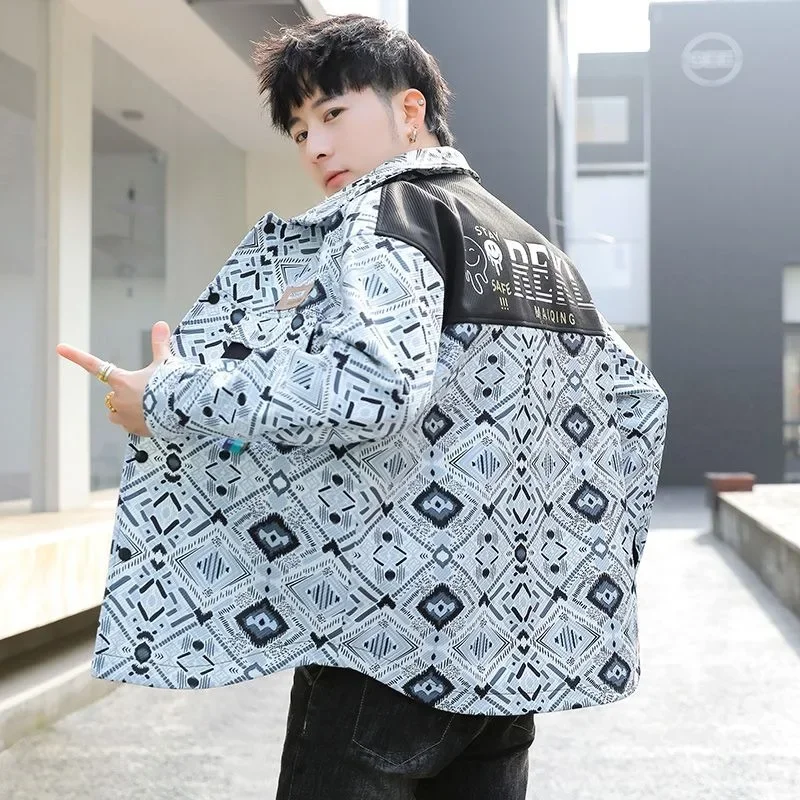 

Верхняя одежда Молодежная мода Свободное тонкое пальто Весна Осень Новая мужская куртка большого размера в гонконгском стиле с лацканами Повседневная универсальная