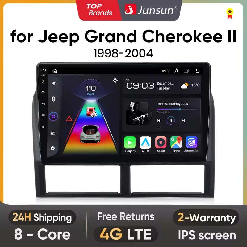 Junsun Wireless CarPlay Android Auto Car Radio for Jeep Grand Cherokee II WJ 1998 1999-2004 RDS GPS 4G WIFI Multimedia autoradio