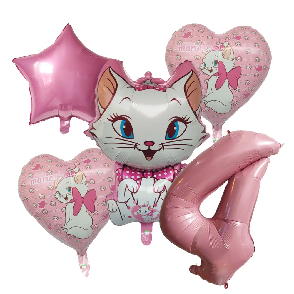 Globos de gato María Rosa para decoración de fiesta de cumpleaños de niñas, decoración de Disney, Gato María, Animal, mascota, globo de látex, Baby