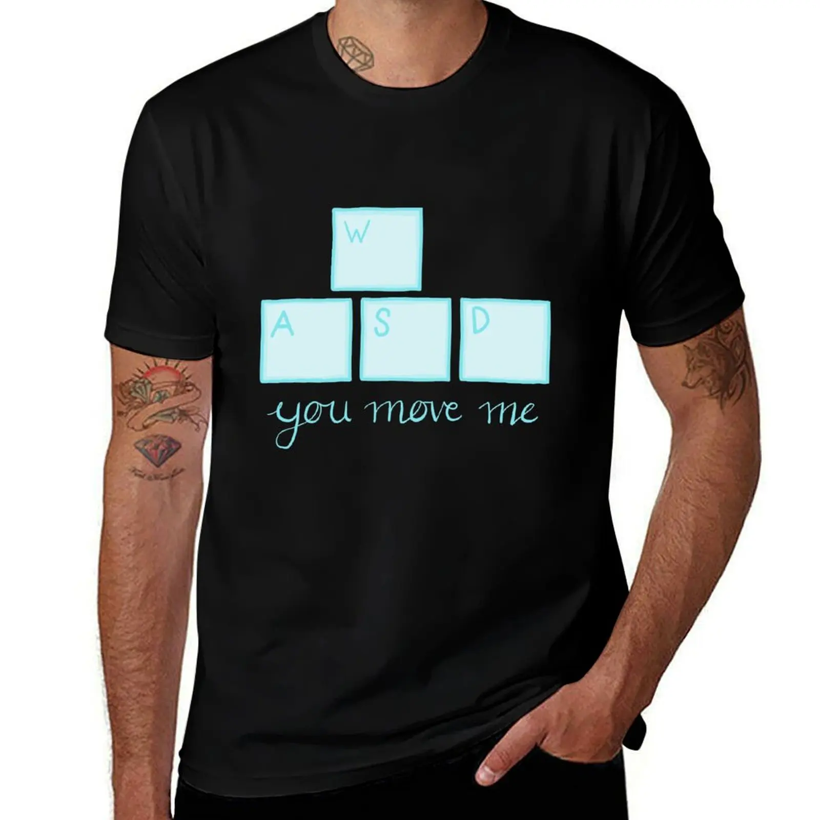 WASD - You Move Me - Cyan T-Shirt graphic t shirt vintage vintage graphic tee sweat shirts, men